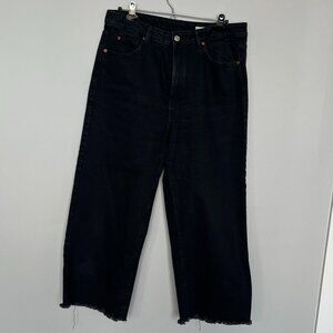 Marks & Spencer Black Wide Leg Cropped Jeans 12